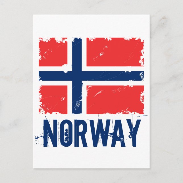 NORWAY FLAG DISTRESSED POSTCARD (Front)