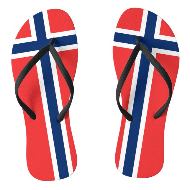 Norway Flag Flip Flops (Footbed)