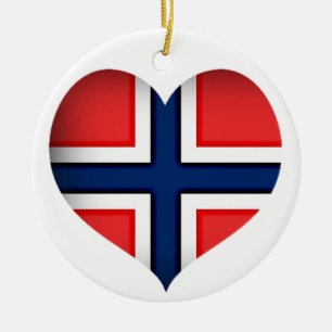 Norway Flag Heart Ceramic Ornament