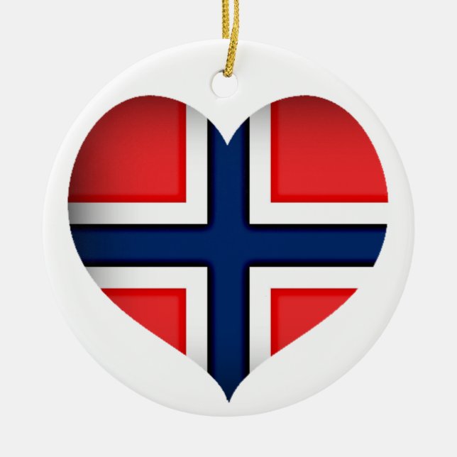 Norway Flag Heart Ceramic Ornament (Front)