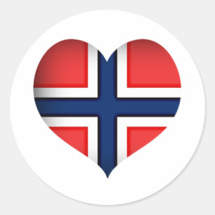 Norway Flag Heart Classic Round Sticker