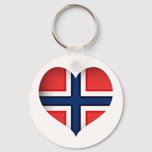Norway Flag Heart Keychain