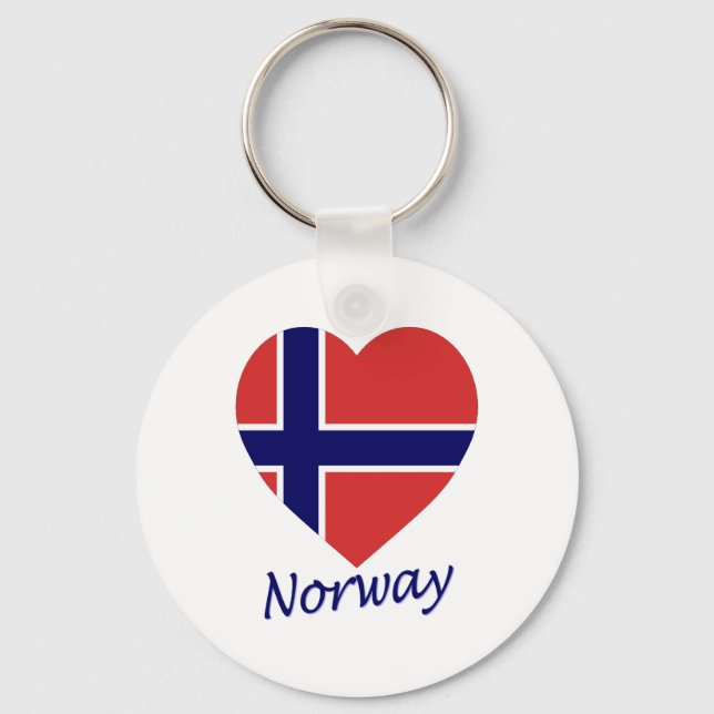 Norway Flag Heart Keychain (Front)