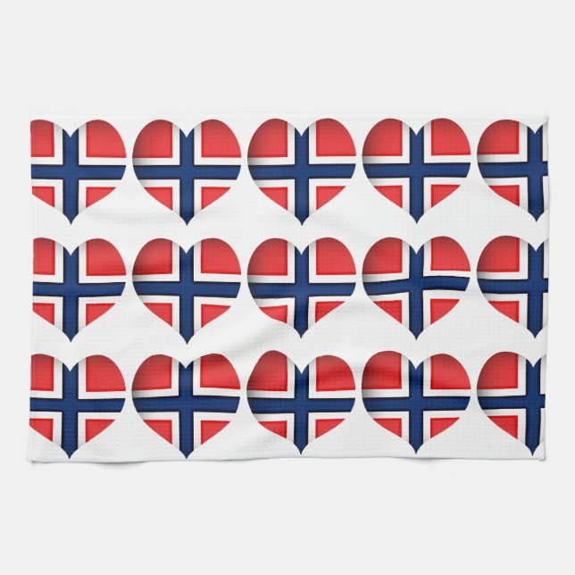 Norway Flag Heart Kitchen Towel (Horizontal)