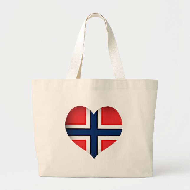 Norway Flag Heart Large Tote Bag (Front)