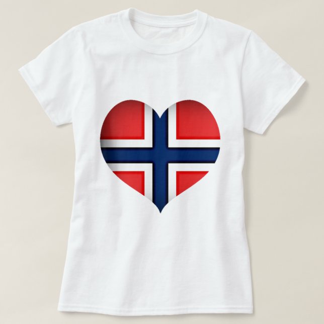 Norway Flag Heart T-Shirt (Design Front)