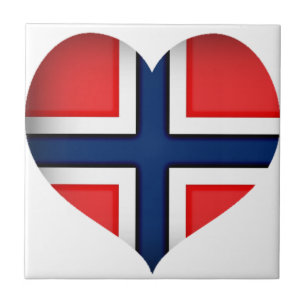 Norway Flag Heart Tile