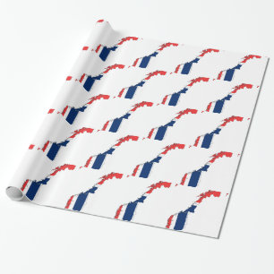 Norway Flag Map Wrapping Paper