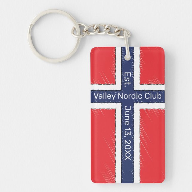 Norway Flag Personalized Name or Initials Design Keychain (Front)