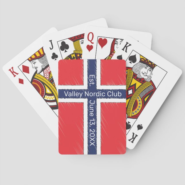Norway Flag Personalized Name or Initials Design Playing Cards (Back)