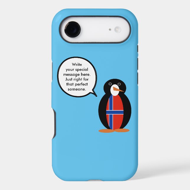 Norway Flag Talking Ms Penguin Personalized Text  (Back)