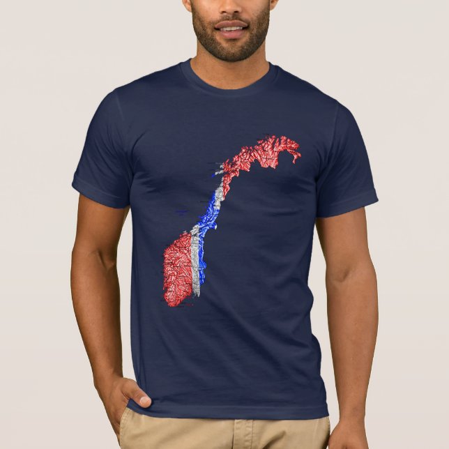 Norway Flagcolor Map T-Shirt (Front)