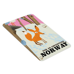 Norway fox vintage travel poster magnet