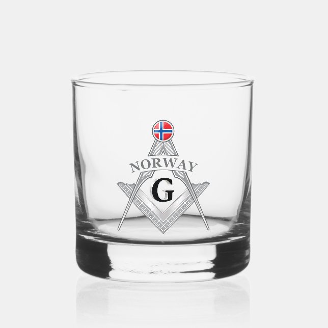Norway freemasonry sign whiskey glass (Front)
