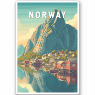 Norway Illustration Travel Art Vintage