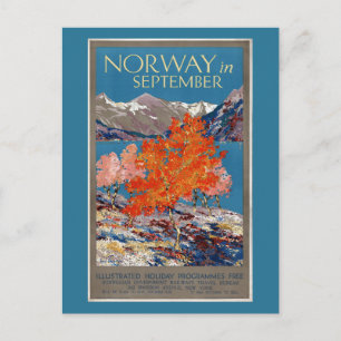 Norway in September Vintage Poster Restored Postcard