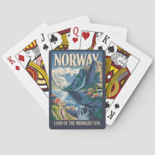 Norway Landscape Illustration Travel Art Vintage Playing Cards