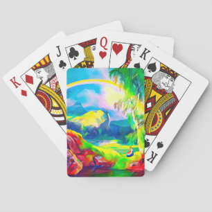 Norway landscape with a rainbow   playing cards