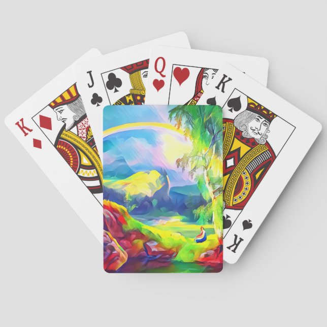 Norway landscape with a rainbow   playing cards (Back)