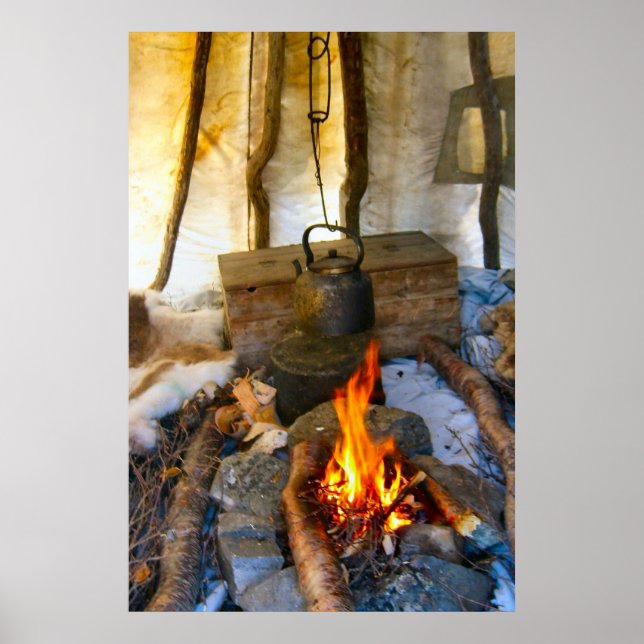 Norway, Lapland, inside a Sami tent Poster (Front)