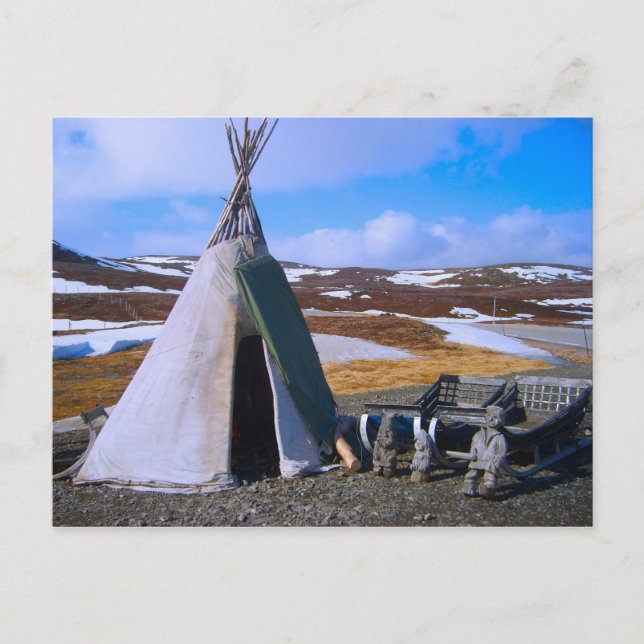 Norway, Lapland, Sami Settlement Postcard (Front)