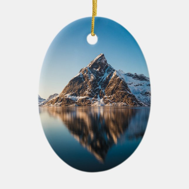 Norway Lofoten Mountain Ceramic Ornament (Front)