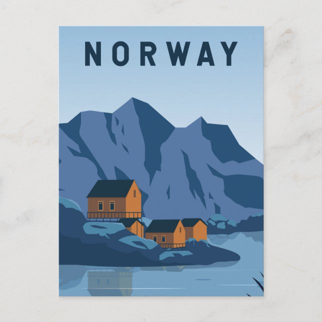 Norway Lofoten Travel Vintage Art Postcard (Front)