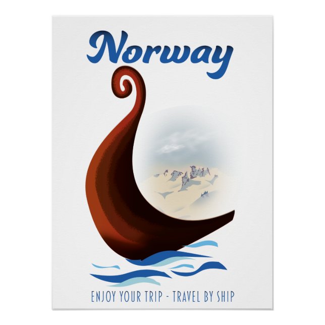 Norway long boat travel poster (Front)
