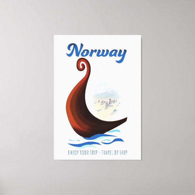 Norway long boat travel poster canvas print (Front)