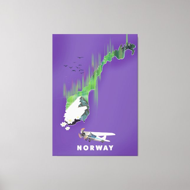Norway Map Illustrated print poster. (Front)