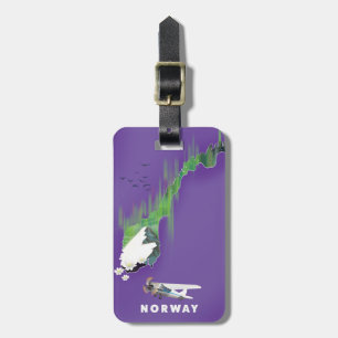 Norway Map Illustrated print poster. Luggage Tag