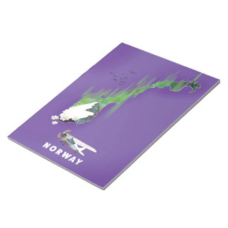 Norway Map Illustrated print poster. Notepad