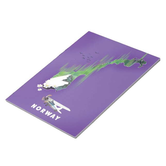 Norway Map Illustrated print poster. Notepad (Angled)