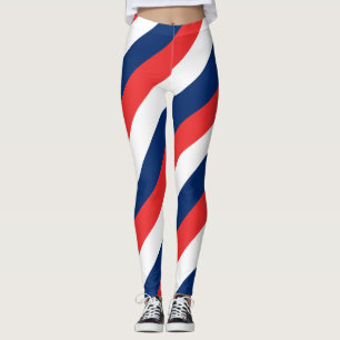 Norway National Flag Colours Diagonal Striped Leggings