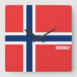 Norway National Flag Patriotic Square Wall Clock
