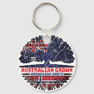 Norway Norwegian Australian Australia Tree Roots Keychain