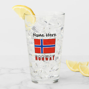 Norway Norwegian Flag Black Personalization  Glass