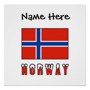 Norway Norwegian Flag Black Personalization Poster