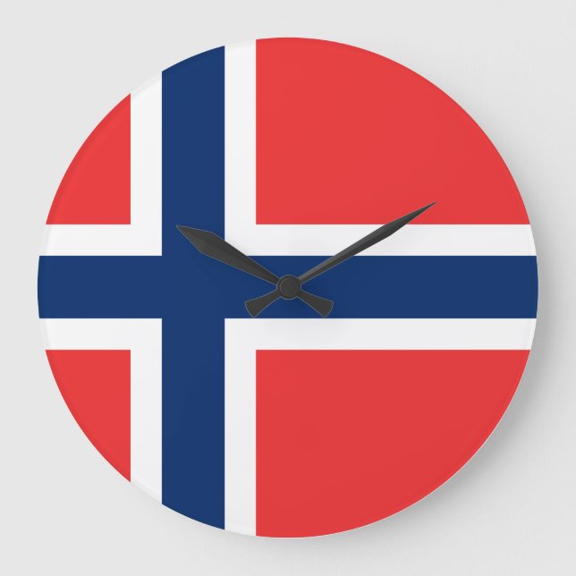 Norway (Norwegian) Flag Large Clock (Front)