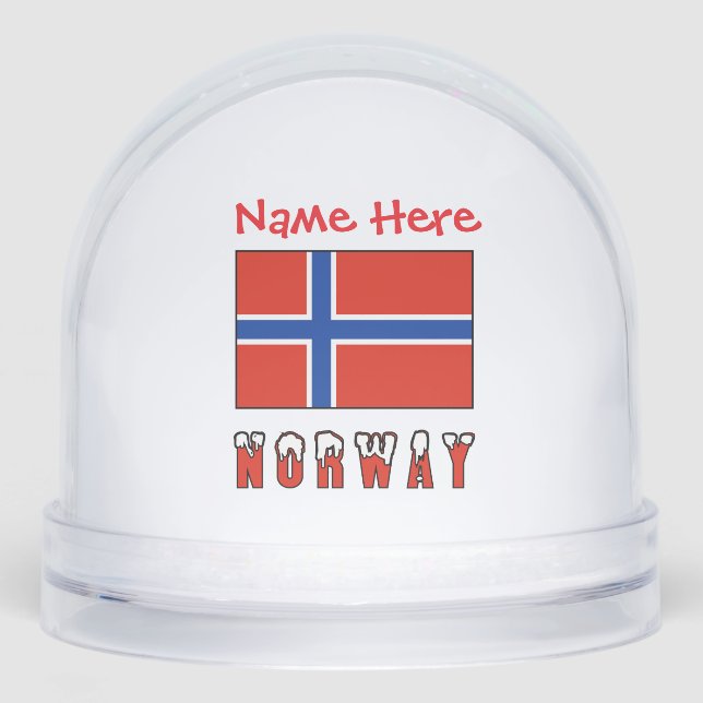 Norway Norwegian Flag Red Personalized  Snowglobe (Front)