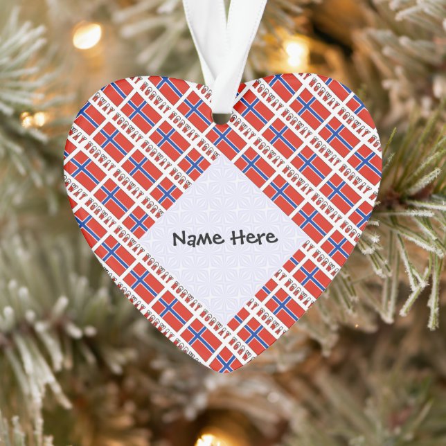 Norway Norwegian Flag Tiled Black Personalization  Ornament (Tree)