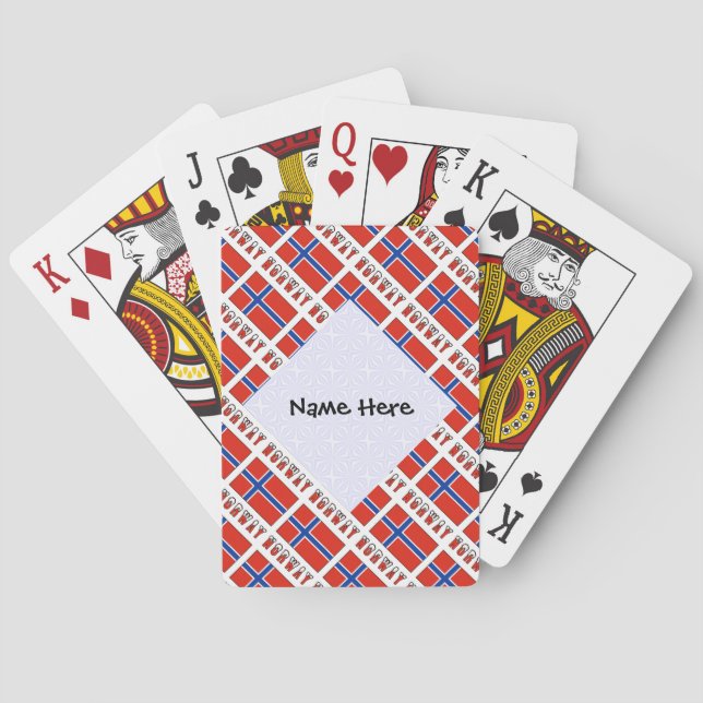 Norway Norwegian Flag Tiled Black Personalization  Playing Cards (Back)