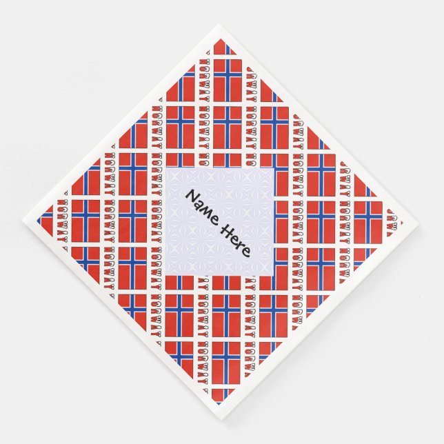 Norway Norwegian Flag Tiled Personalized Name  Napkin (Corner)