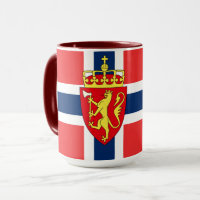 Norway, Norwegian flag, with coat of arms