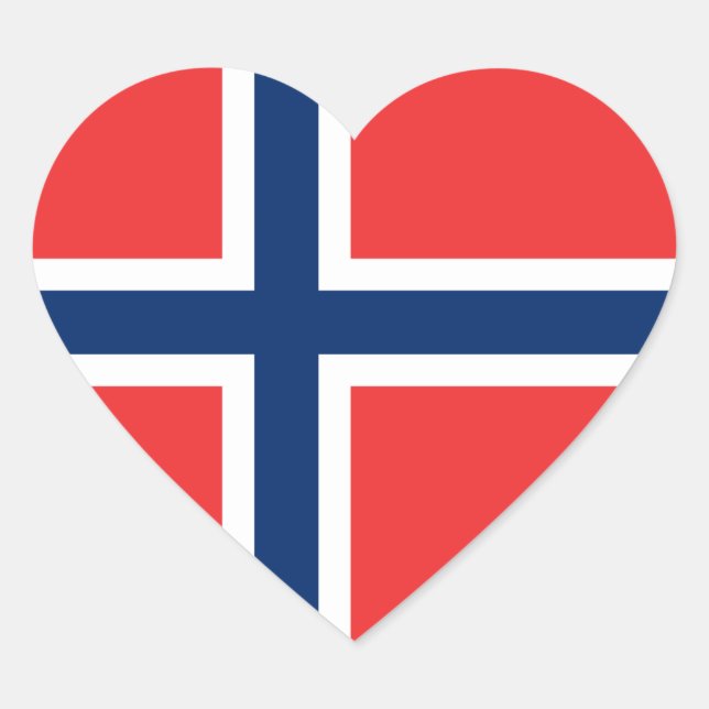 Norway/Norwegian Heart Flag Heart Sticker (Front)