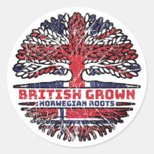 Norway Norwegian Uk United Kingdom British Tree Classic Round Sticker