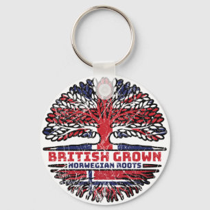 Norway Norwegian Uk United Kingdom British Tree Keychain