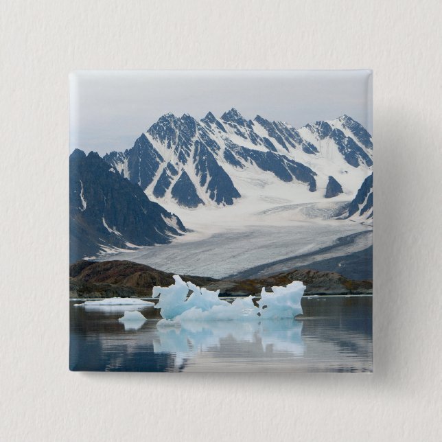 Norway, Receding Glacier and iceberg 2 Inch Square Button (Front)