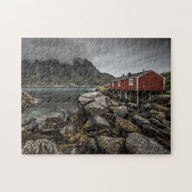 Norway Red Cabin Jigsaw Puzzle (Horizontal)