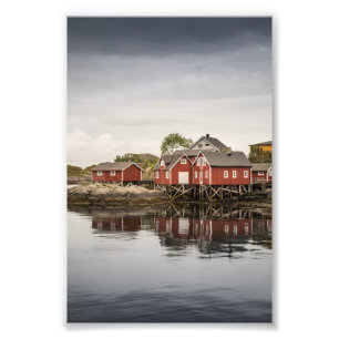 Norway Red Cabins Photo Print